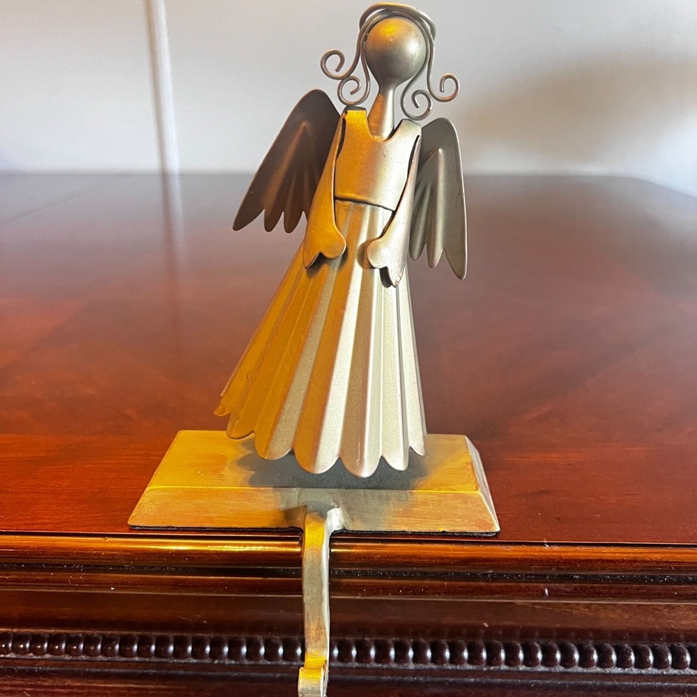Metal Angel Fireplace Stocking Holder Silver hanger Christmas Decoration